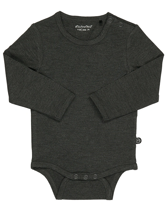 Langarm-Body BAMBOO – MINY BASIC in dark grey melange
