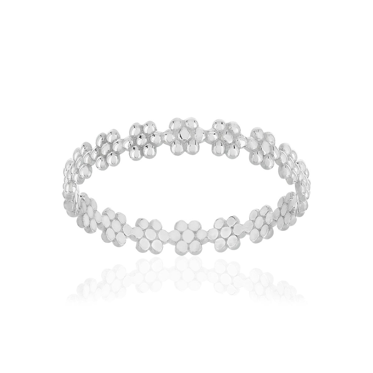 Bague argent 925 perlée motif fleur