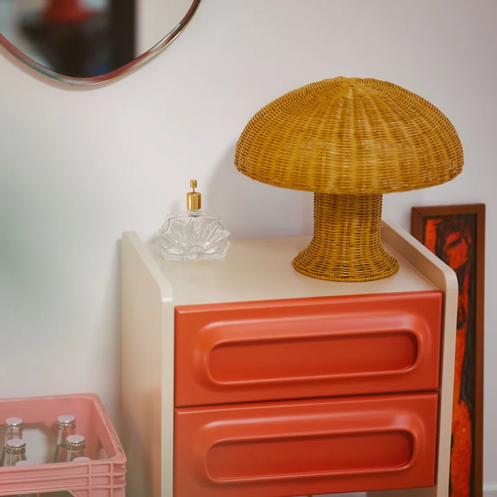 HKliving - Rattan Tischleuchte, coral