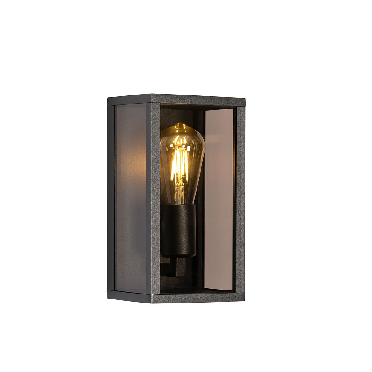 Buiten wandlamp zwart met smoke glas 26 cm IP44 - Charlois