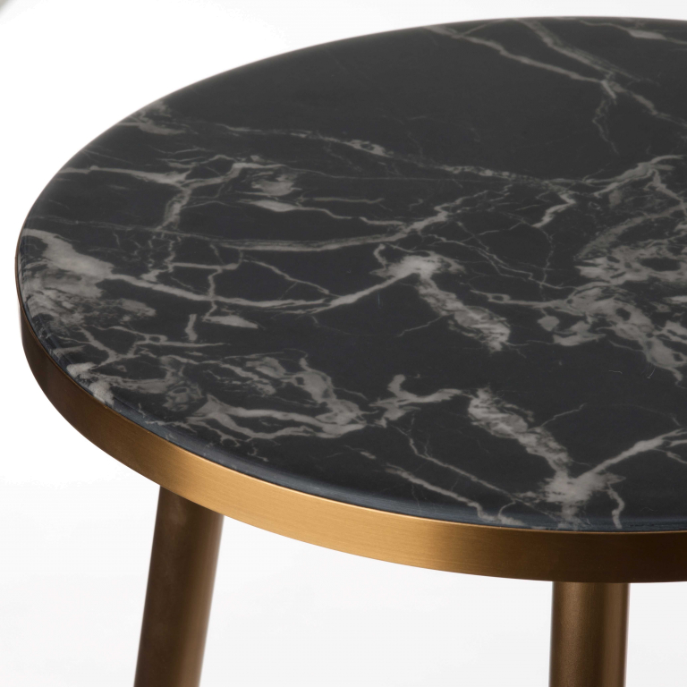POLSPOTTEN Marble Look bijzettafel 40 zwart