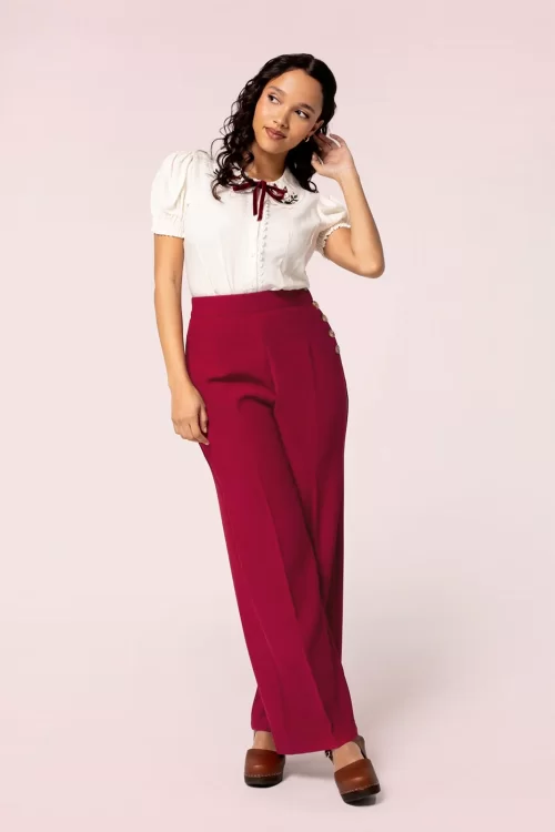 Bunny Ginger wijde pantalon in donkerrood