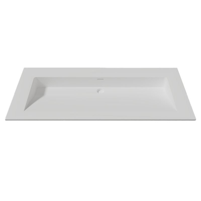 Lambini Designs Flora solid surface wastafel 100cm zonder kraangat wit mat