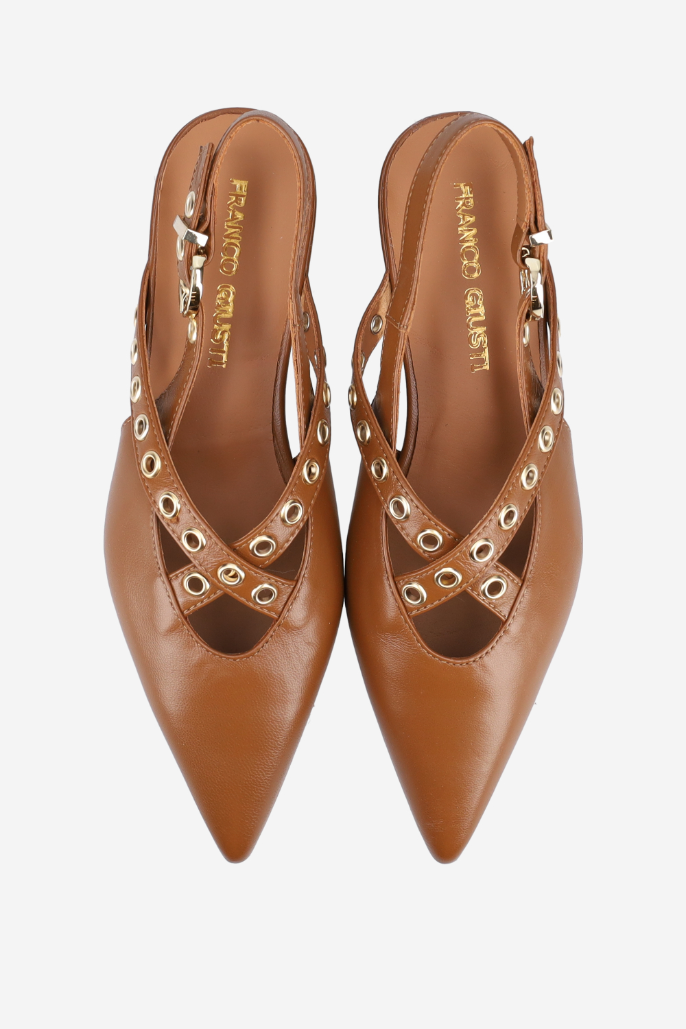 Eyelets leather slingbacks