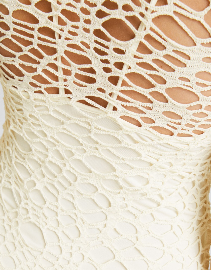 Vestido longo em tecido rústico