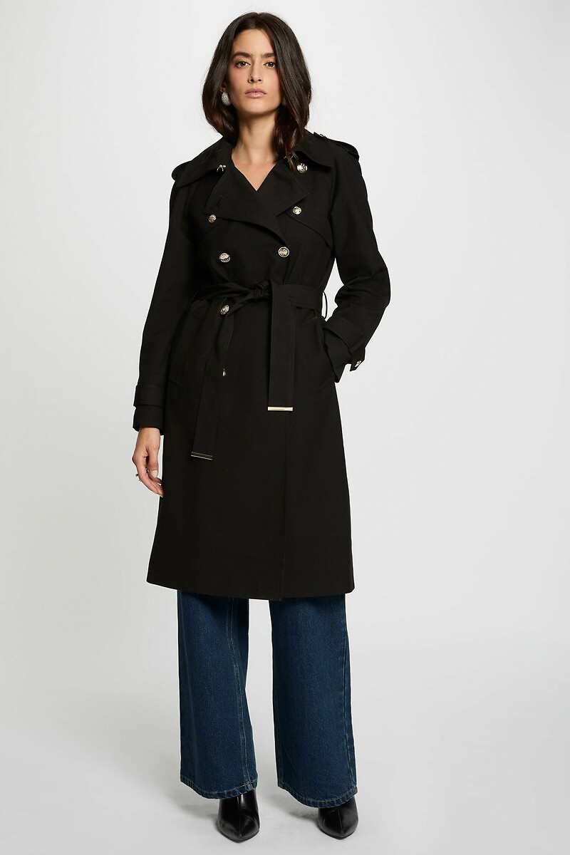 MORGAN<br>Trench coat comprido com fecho de botões, para meia-estação