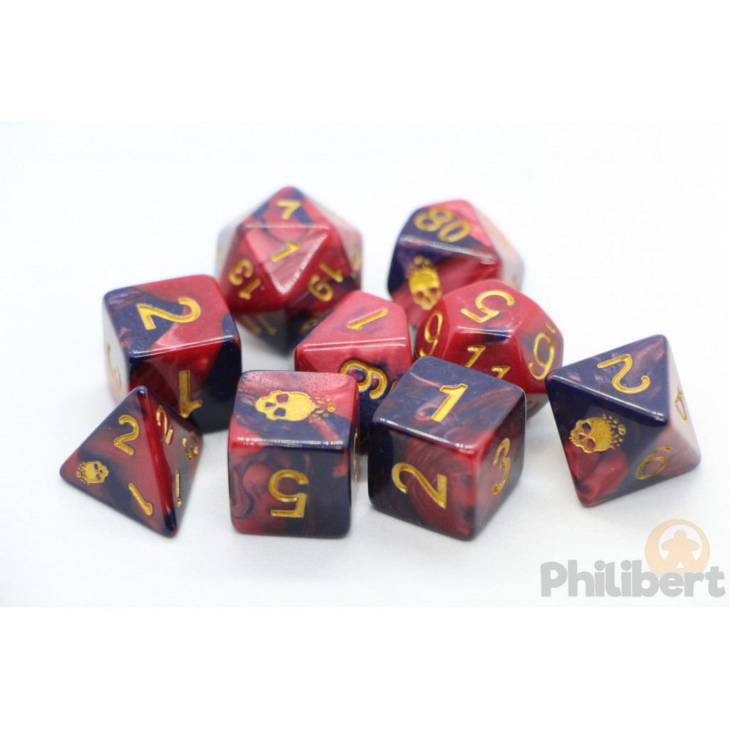 Set de 9 Dés JDR Elder Dice: Mark of the Necronomicon (Red & Inky Black)