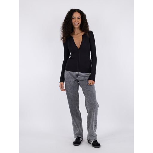 Neo Noir Shirley Knit Strikbluse, Black, 40