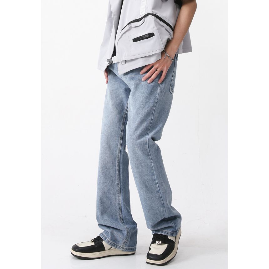 FAERIS - Mid Rise Washed Flared Jeans