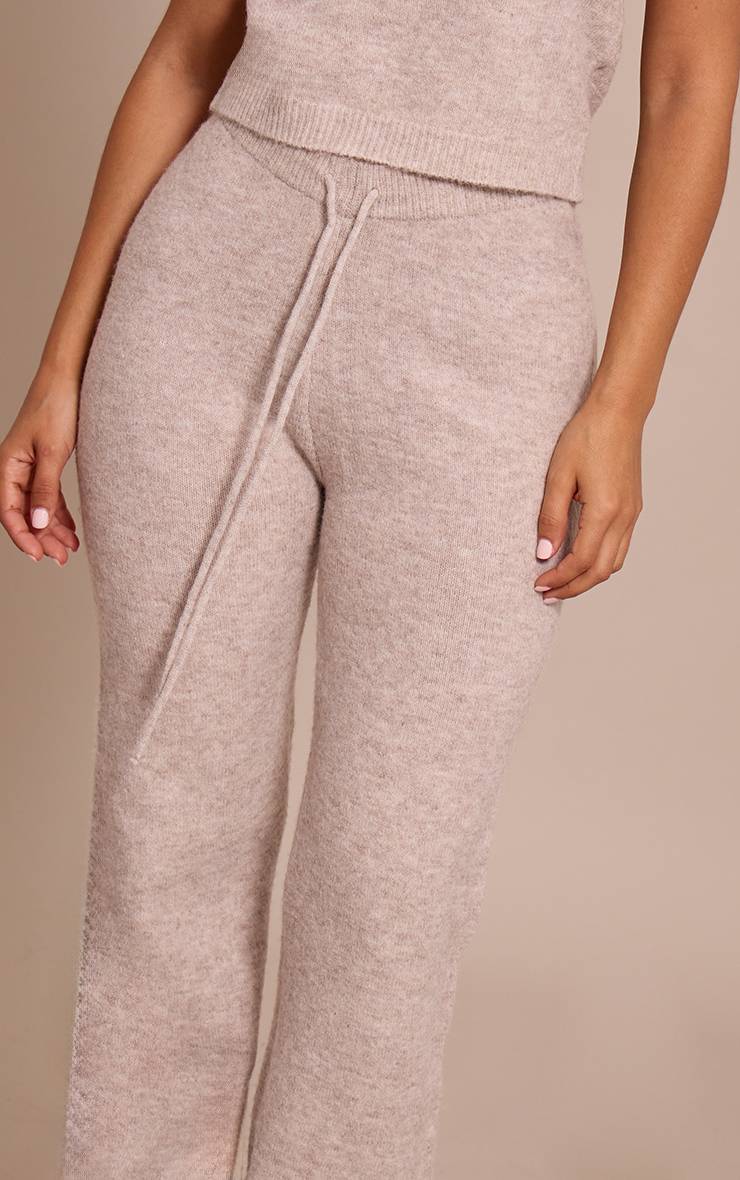 Beige Pantalon Tricoté À Cordon De Serrage Petite