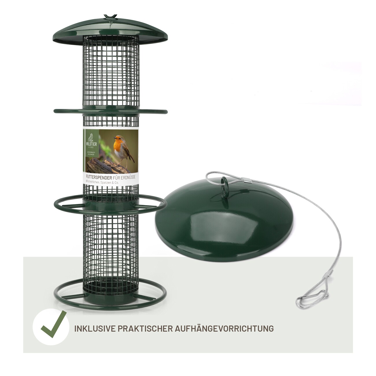 wildtier liebe Futterspender für Erdnüsse 35cm, Grün