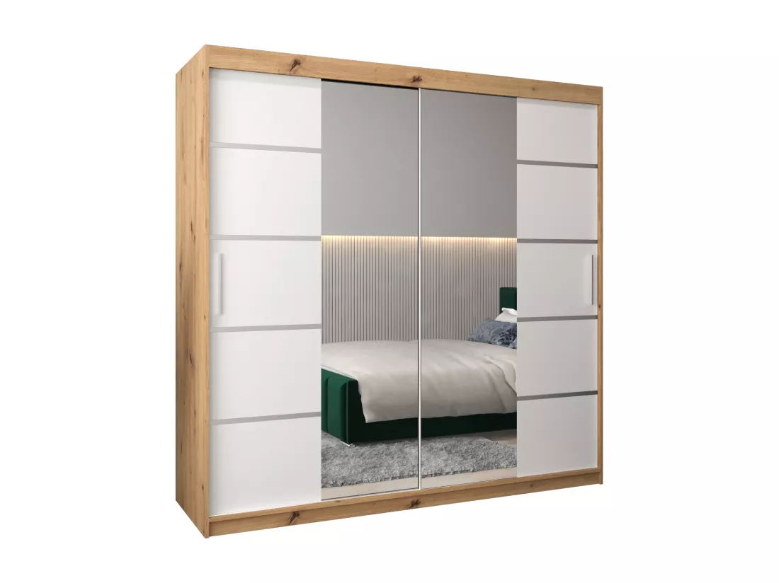 ARMOIRE VERONA 4 À PORTES COULISSANTES 200/200/62 2 Portes (Artisan/Blanc)