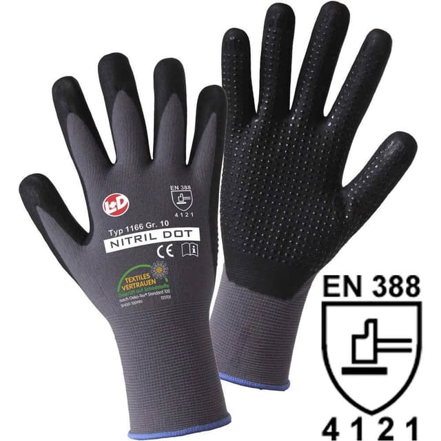 L+D NITRIL DOT 1166-9 Polyamid Arbejdshandske Størrelse