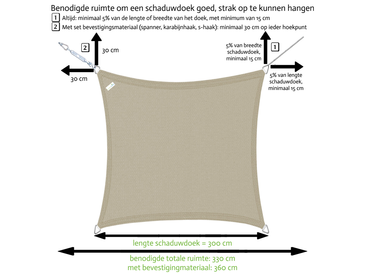 Buitenkado 2x2.5 hdpe schaduwdoek - cream white