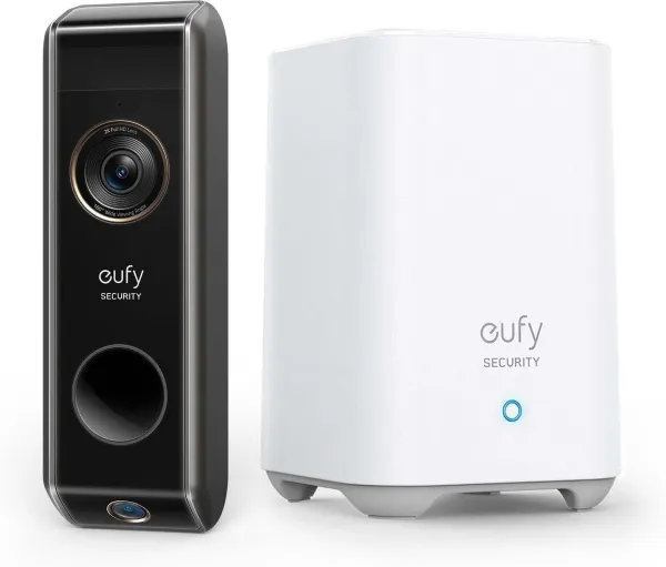 eufy Video Doorbell Dørklokke DualCam 2K Pro batteridrevet med base og ringeklokke