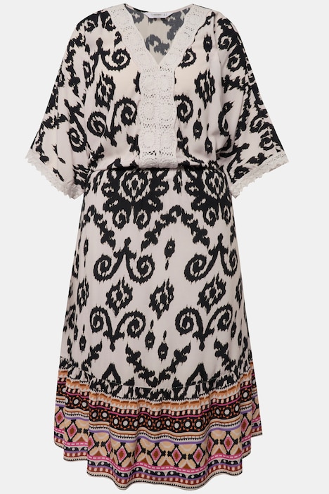 Maxikleid, Alloverdruck, V-Ausschnitt