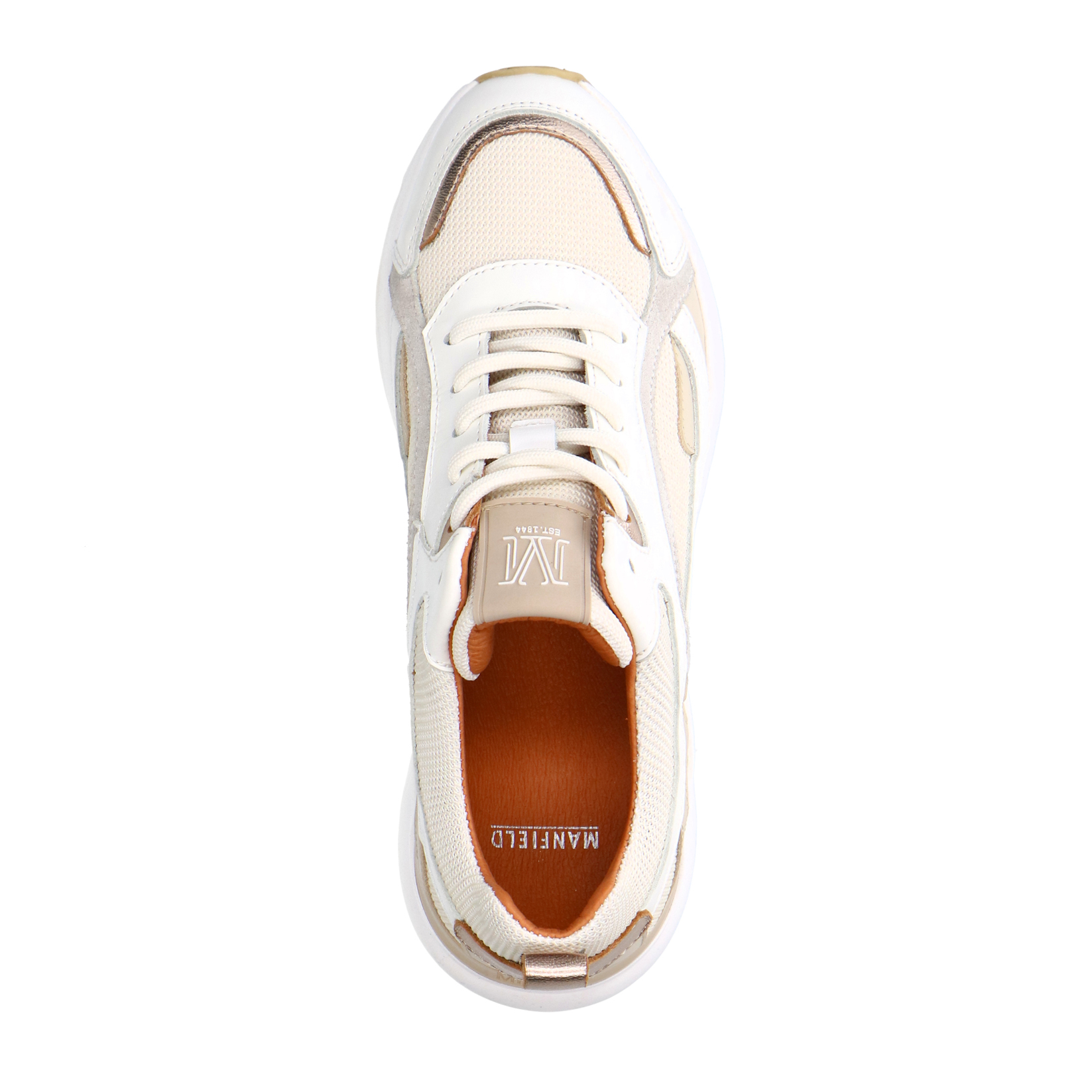 Witte leren sneakers met stoffen details