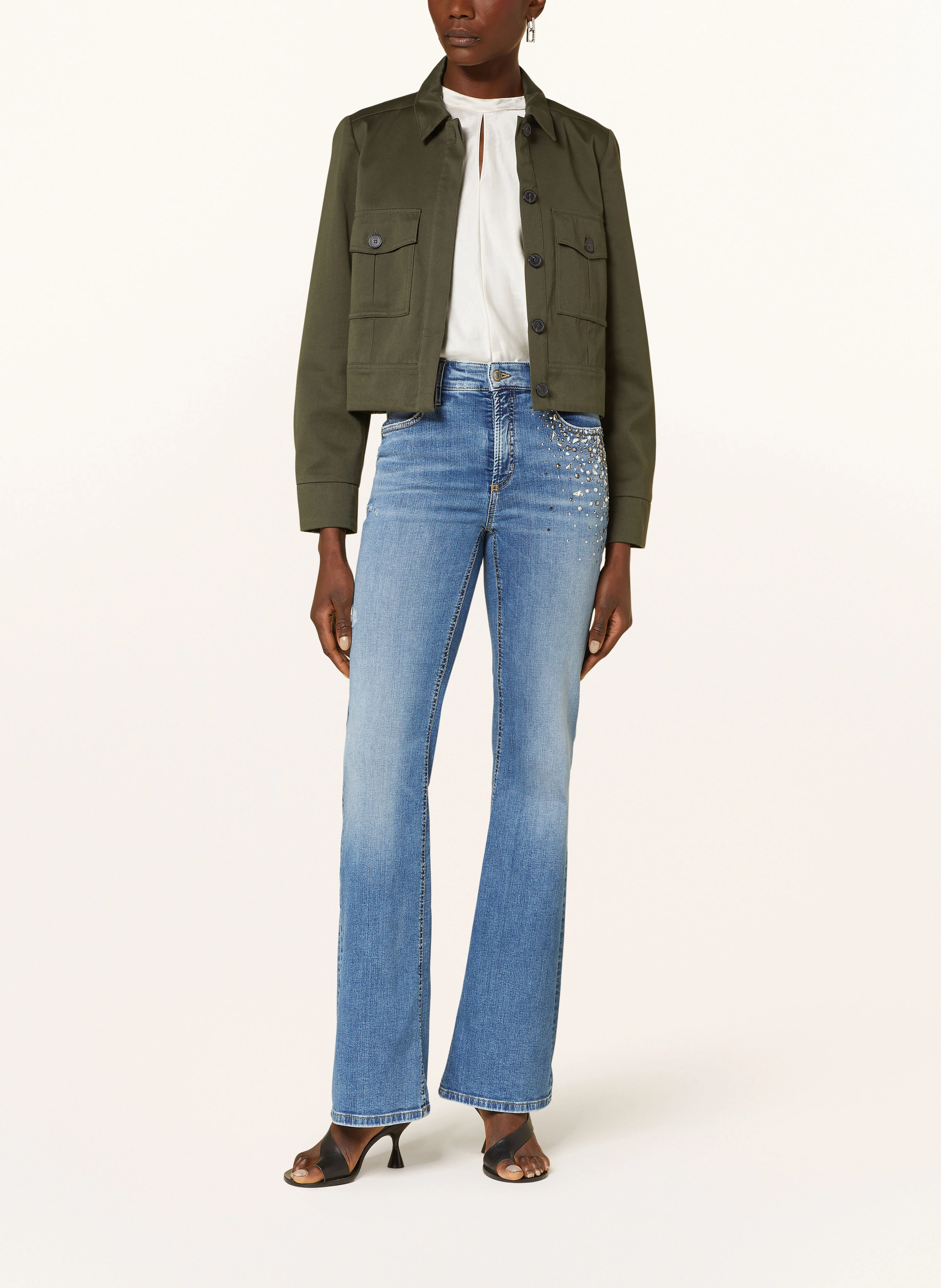 CAMBIO Flared Jeans FABIENNE mit Schmucksteinen