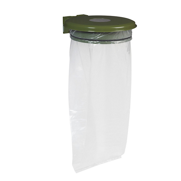 Support sac poubelle mural Rossignol Collectrap Essentiel vert olive avec couvercle 110 L