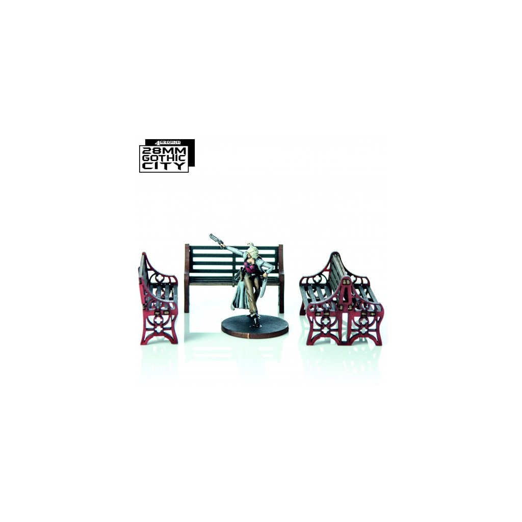 Red Ornate Benches