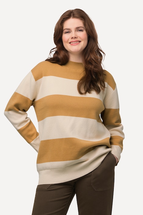 Pullover, Streifen, Stehkragen, Langarm, Biobaumwolle