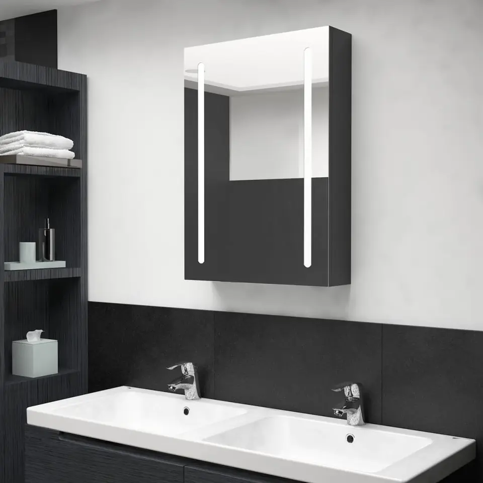 vidaXL - Badkamerkast - Zwart - MDF - 50 x 13 x 70 cm