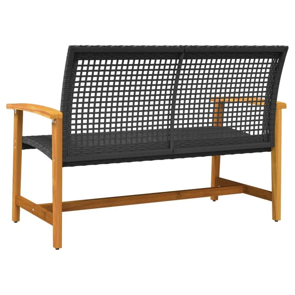 vidaXL - Tuinbank - Zwart - Poly rattan en acaciahout - 112 cm