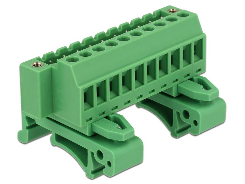 Delock Hutschiene/DIN Rail Terminalblock 10Pin Delock Terminalblock Set für Hutschienen 10 Pin mit Schraubverriegelung