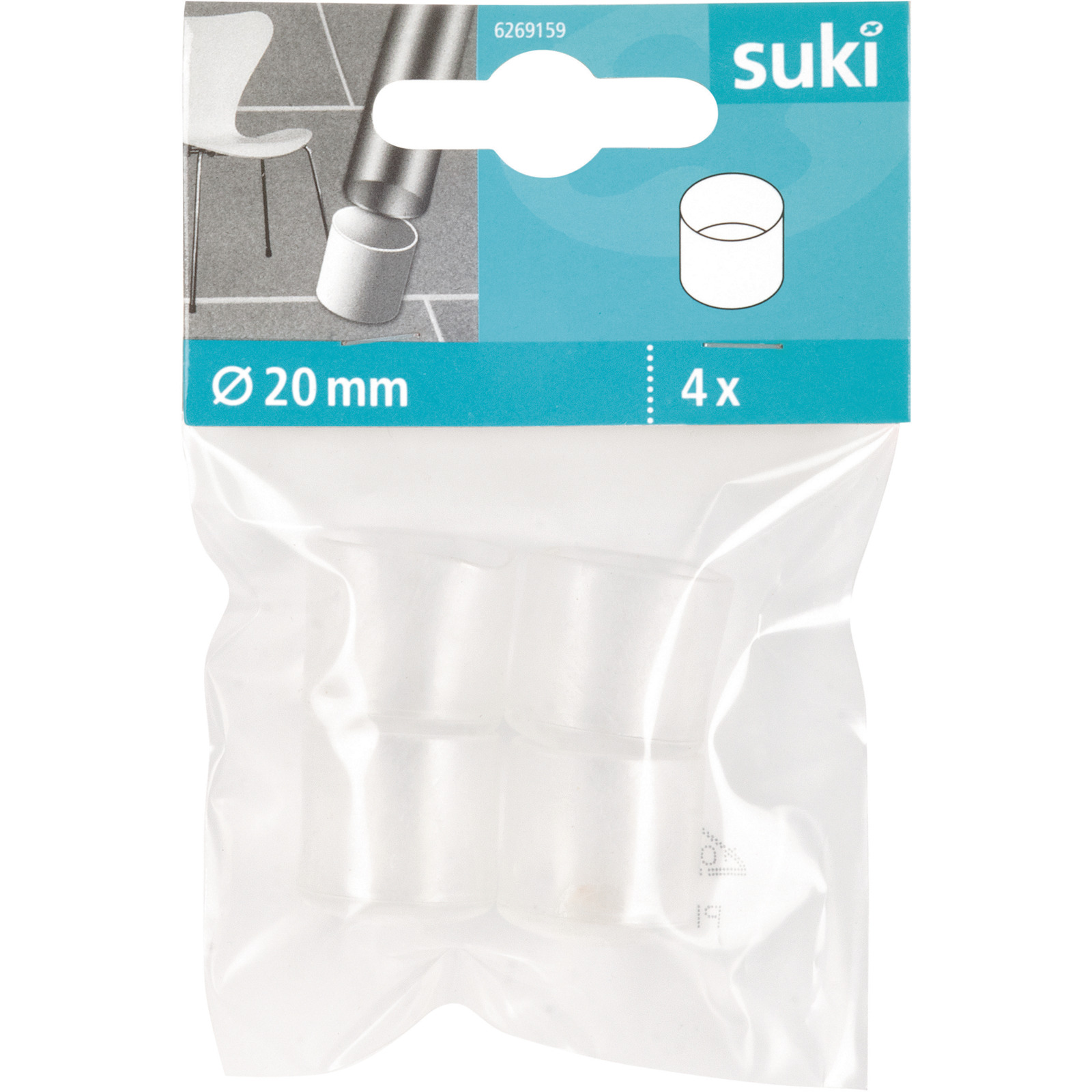 Rohrkappen, Ø2.0 cm, 4 Stück, transparent