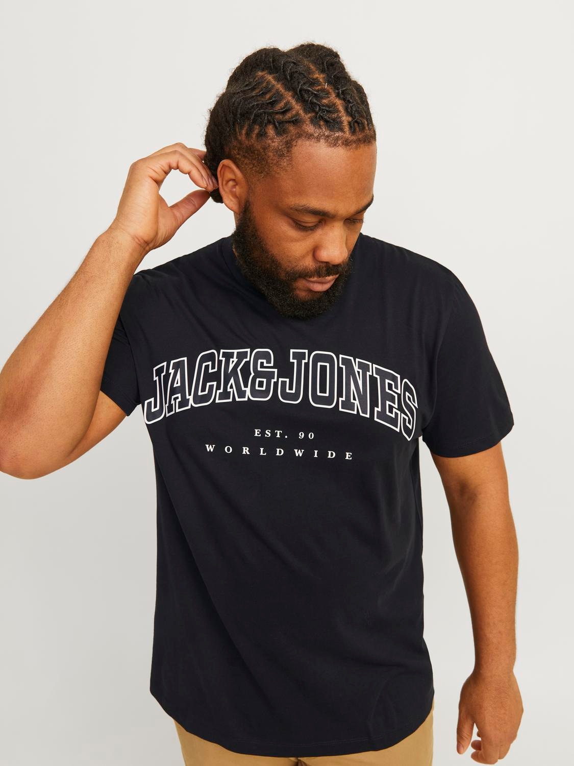 Jack & Jones PlusSize T-Shirt »JJECALEB VARSITY TEE SS O-NECK NOOS PLS« mit Logobranding