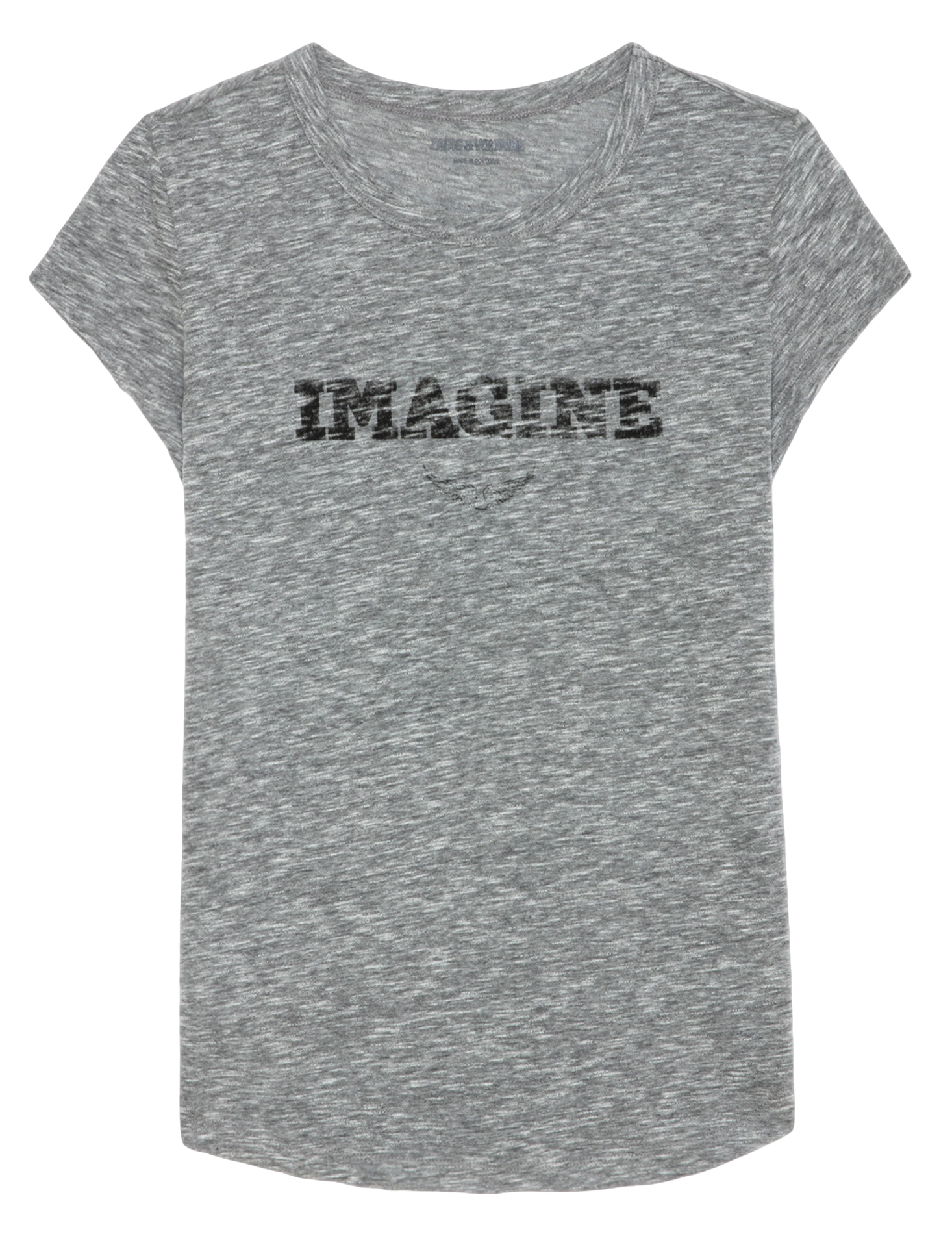 WOOP - Tee-shirt col rond en coton mélangé | Gris