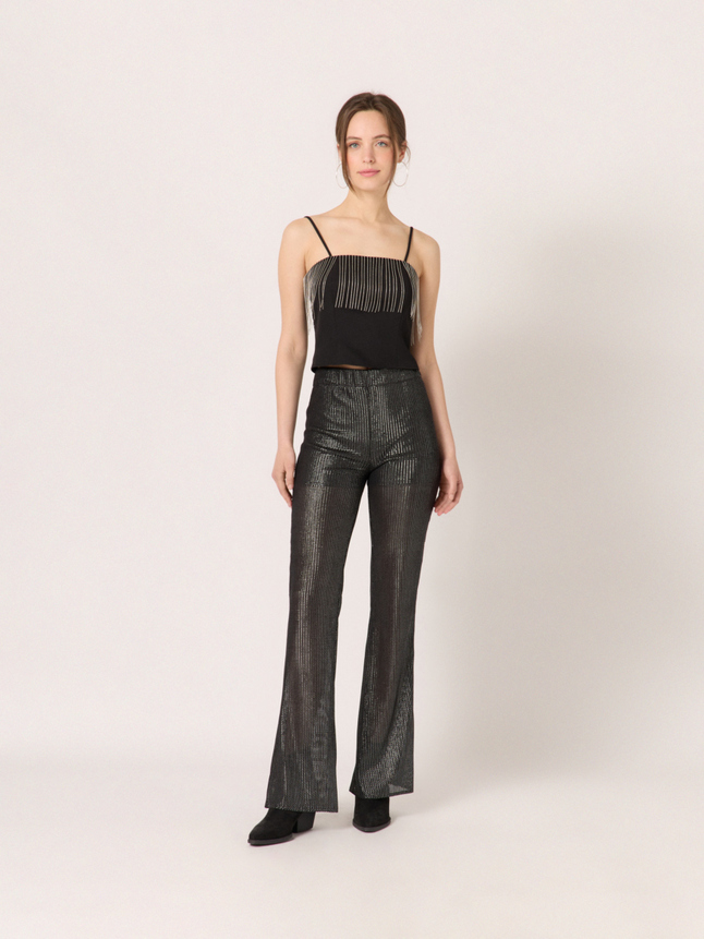 Pantalon évasé en résille