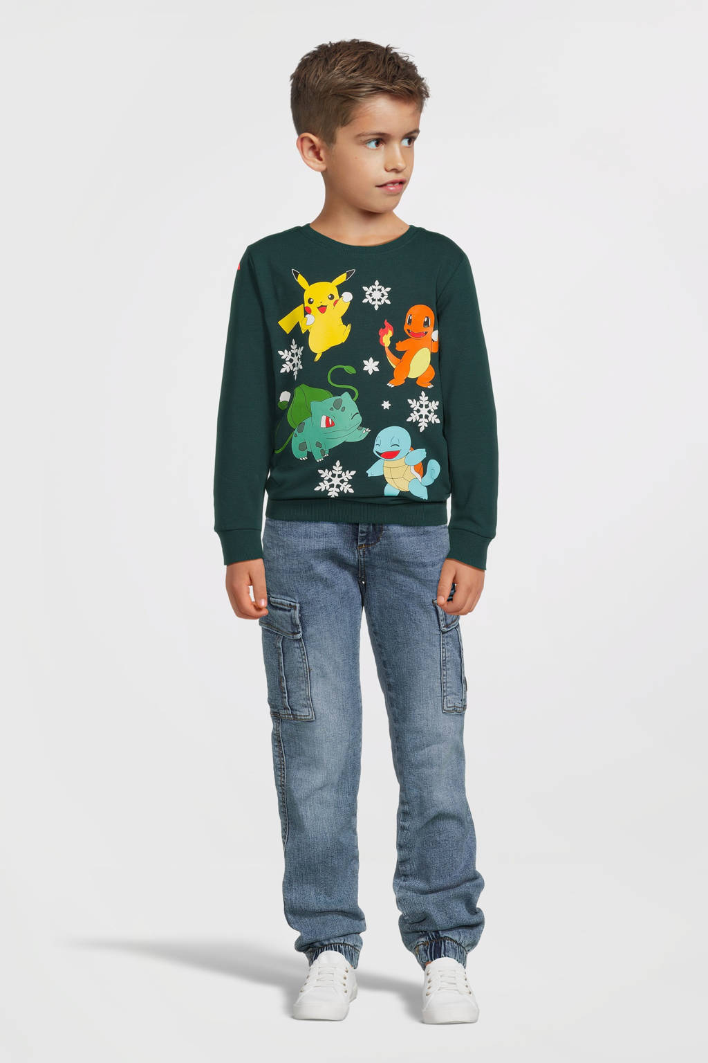 NAME IT Pokemon sweater NKMOLEF POKEMON met printopdruk donkergroen