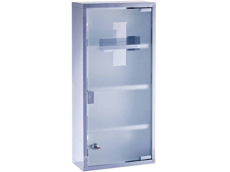 Zeller Present Erste Hilfe Schrank 27 x 12 x 57 cm, Silber Medizinschrank