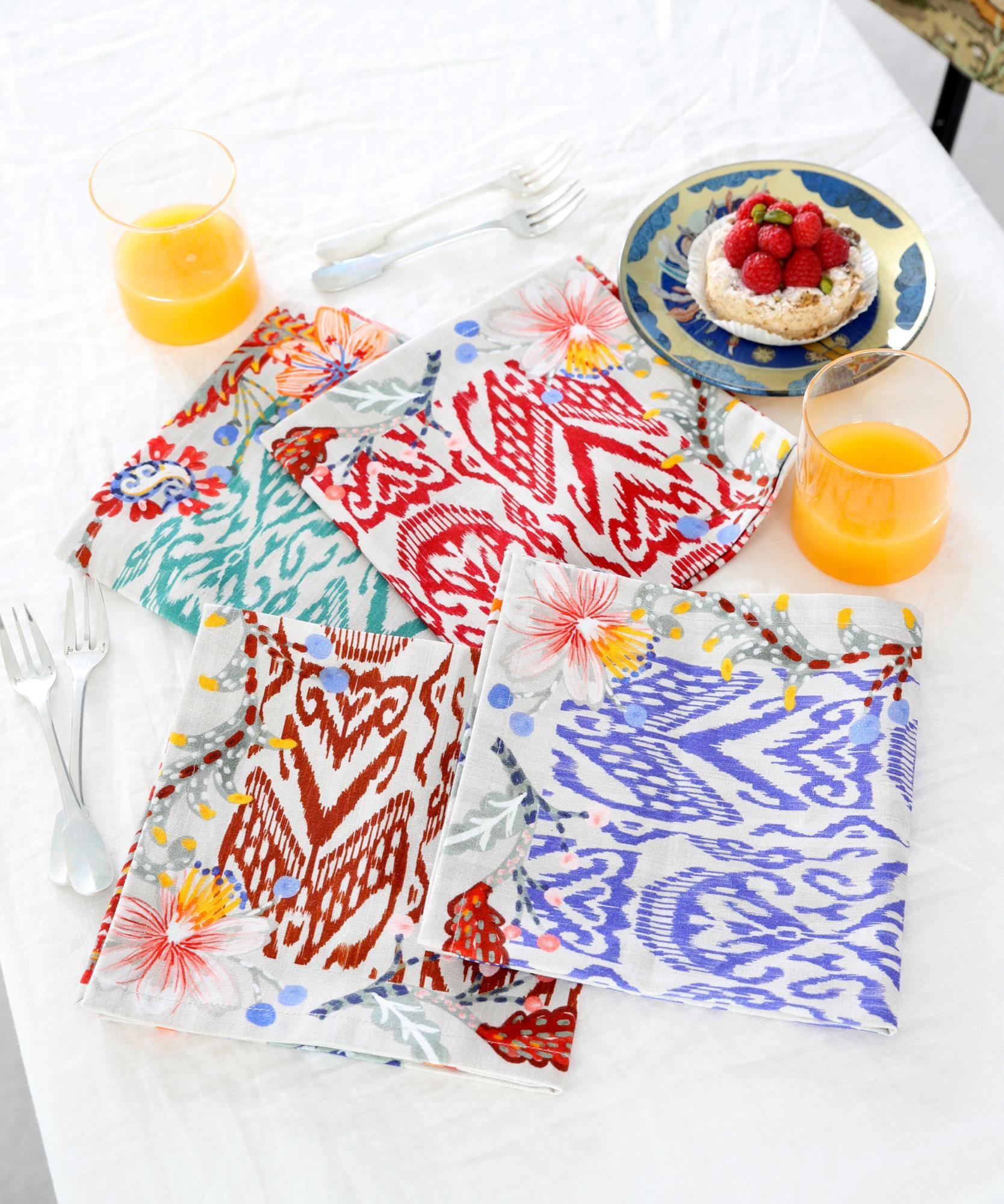 4 Serviettes Fleurikat  100% Coton - 40 x 40cm