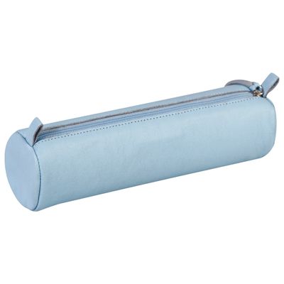 Clairefontaine - Trousse ronde - cuir teinté - bleu ciel