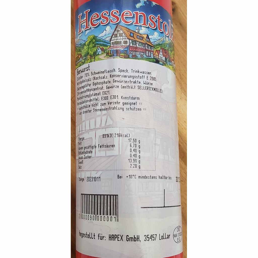 Hessenstolz Bierwurst 650g MHD:10.1.25