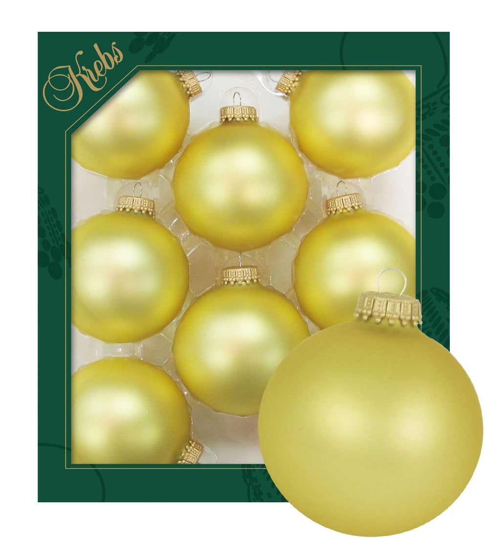 Gouden matte glazen ballen van 7 cm, effen, 8 stuks, kerstballen, kerstversieringen, kerstversieringen voor de kerstboom
