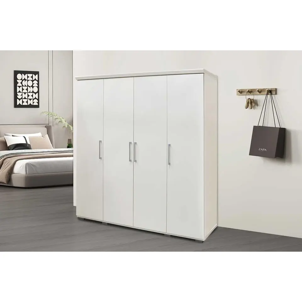 Rousseau Kledingkast Nikkie - 183x160x52cm - 4 deuren - wit