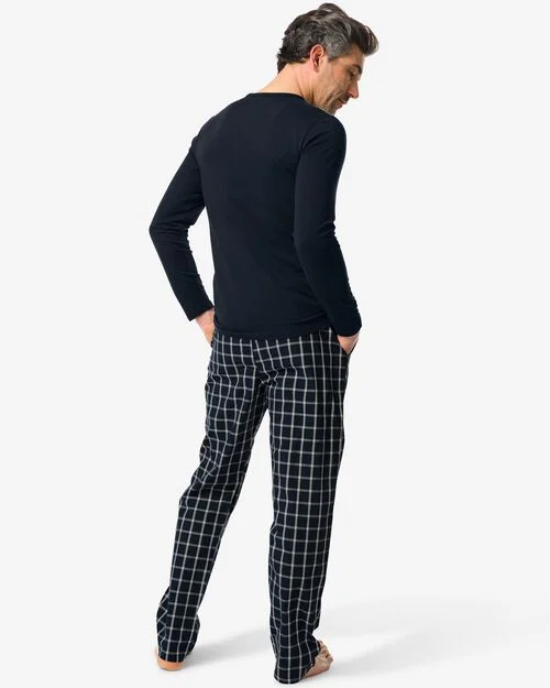 pyjama homme jersey-popeline coton carreaux bleu foncé