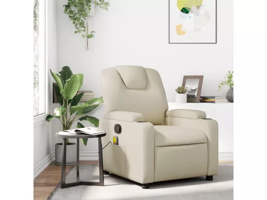 Fauteuil inclinable massant Crème Similicuir