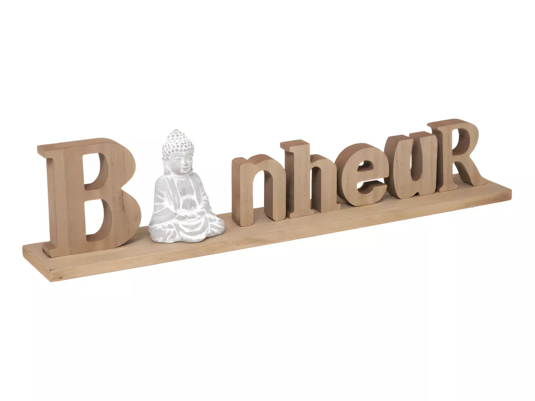 Objet déco Mot à poser Bonheur avec Bouddha L 52 cm