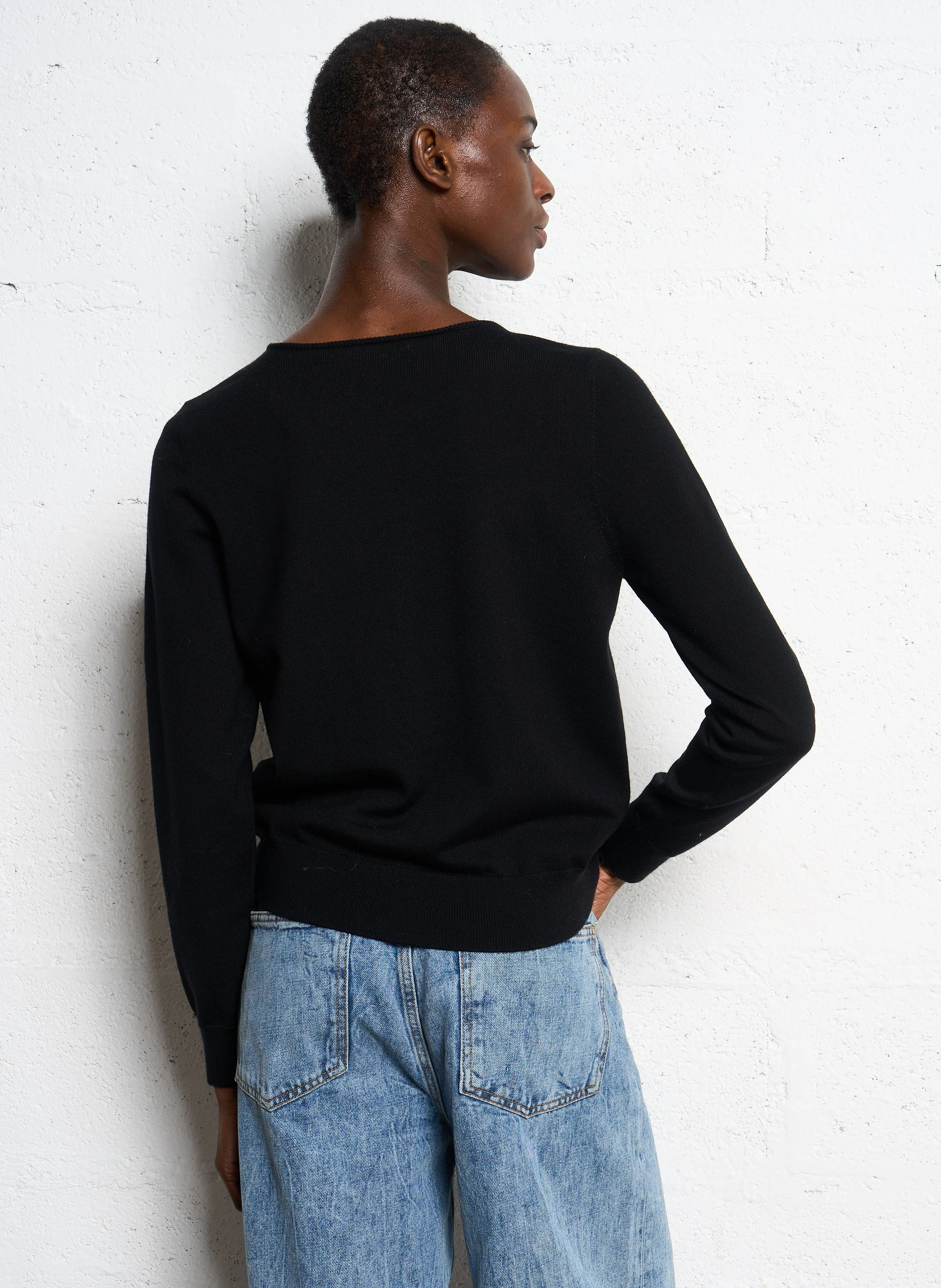 AROA - Pull trompe l'œil en laine| Noir