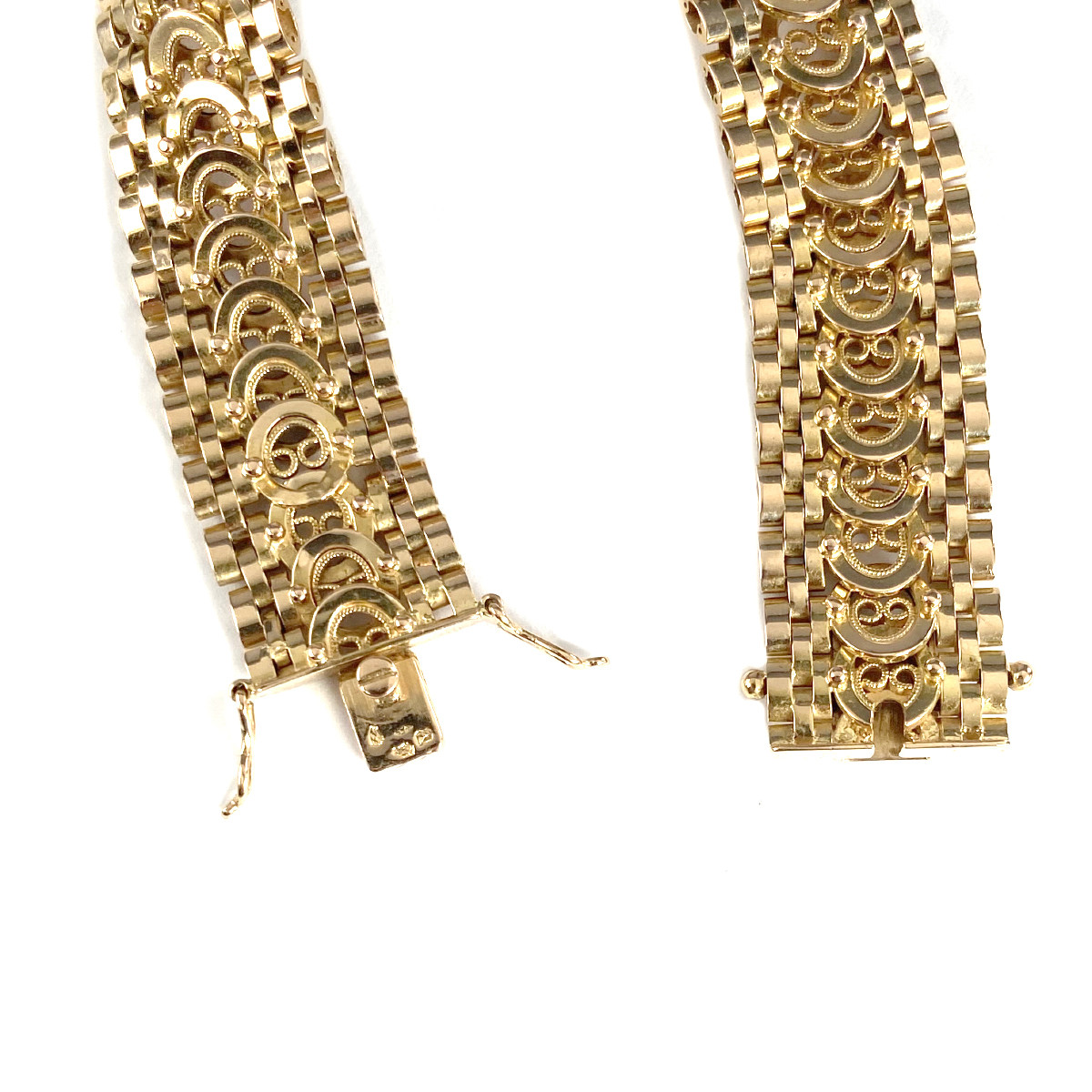Bracelet d'occasion or 750 jaune maille fantaisie filigranée 19 cm