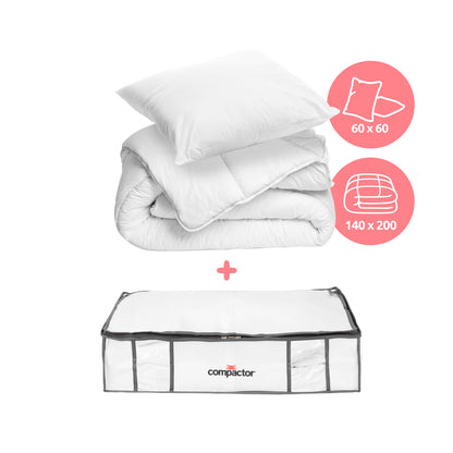 Pack Couette 140x200   Oreiller   Housse de rangement sous vide Life Taille L