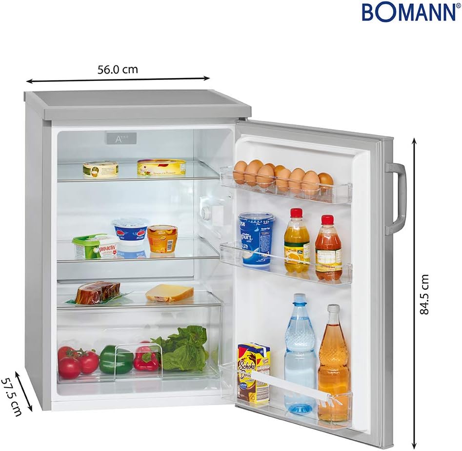 Bomann Réfrigérateur 133L blanc VS2195-1-blanc, Capacité nette : 133 litres, Éclairage intérieur à DEL, Contrôle de la température en continu, 3 clayettes en verre