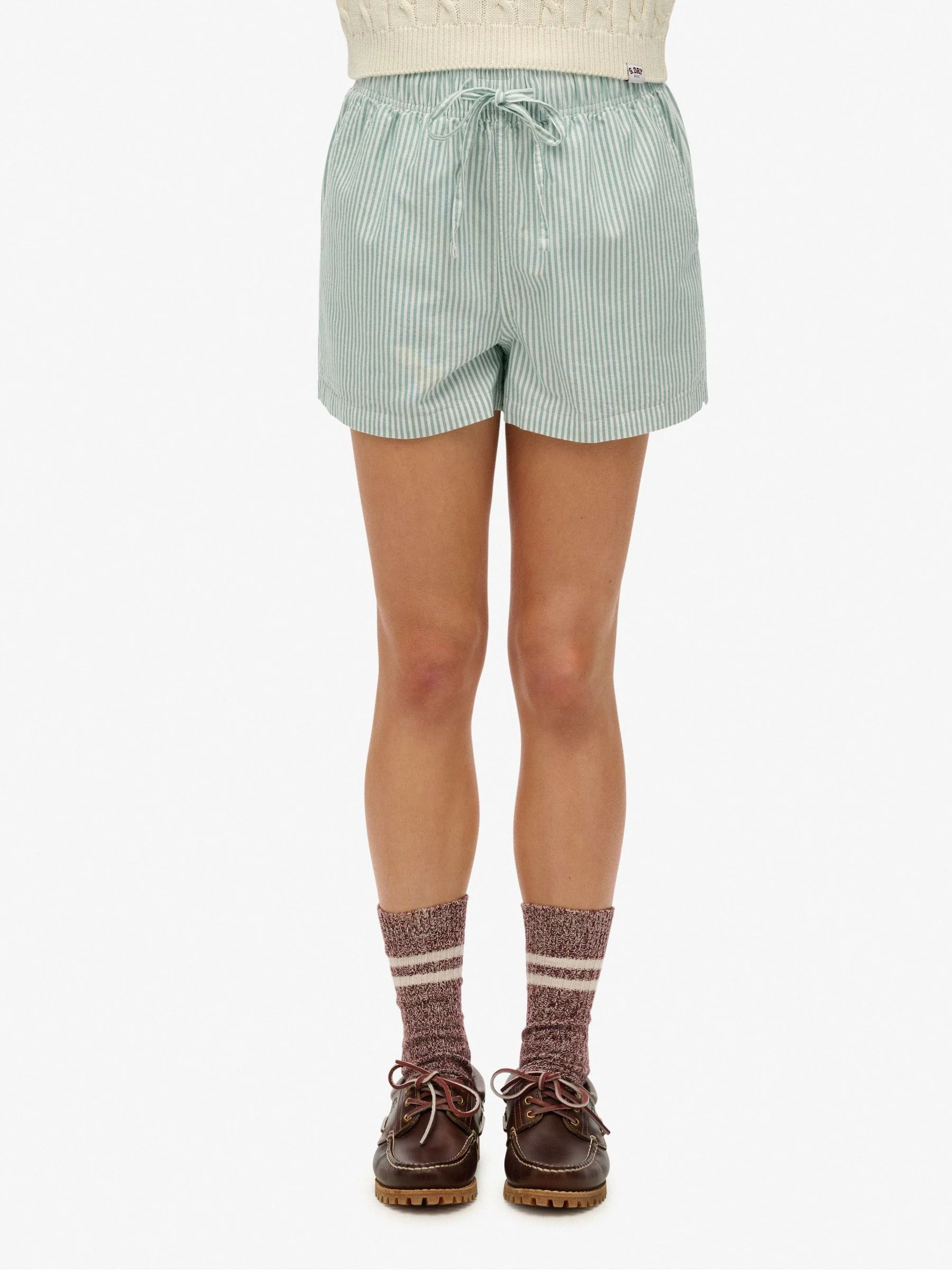 Groen/wit - Superdry Stripe Elastic 100% Cotton Shorts