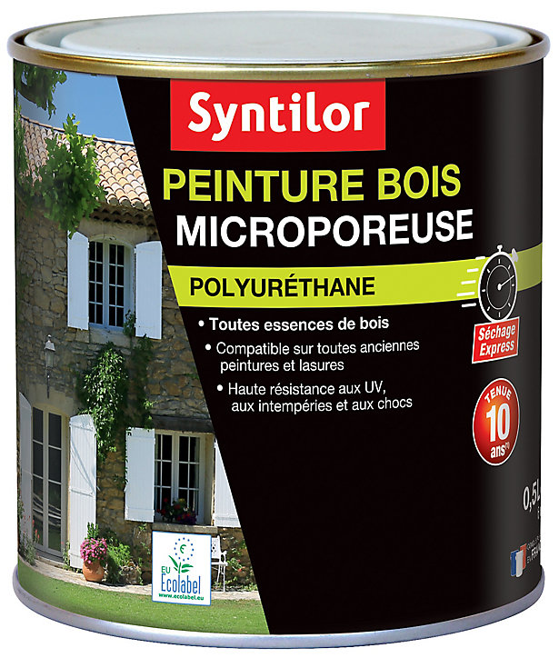 Peinture extérieure et intérieure bois microporeuse satiné gris basalte Syntilor 0,5L
