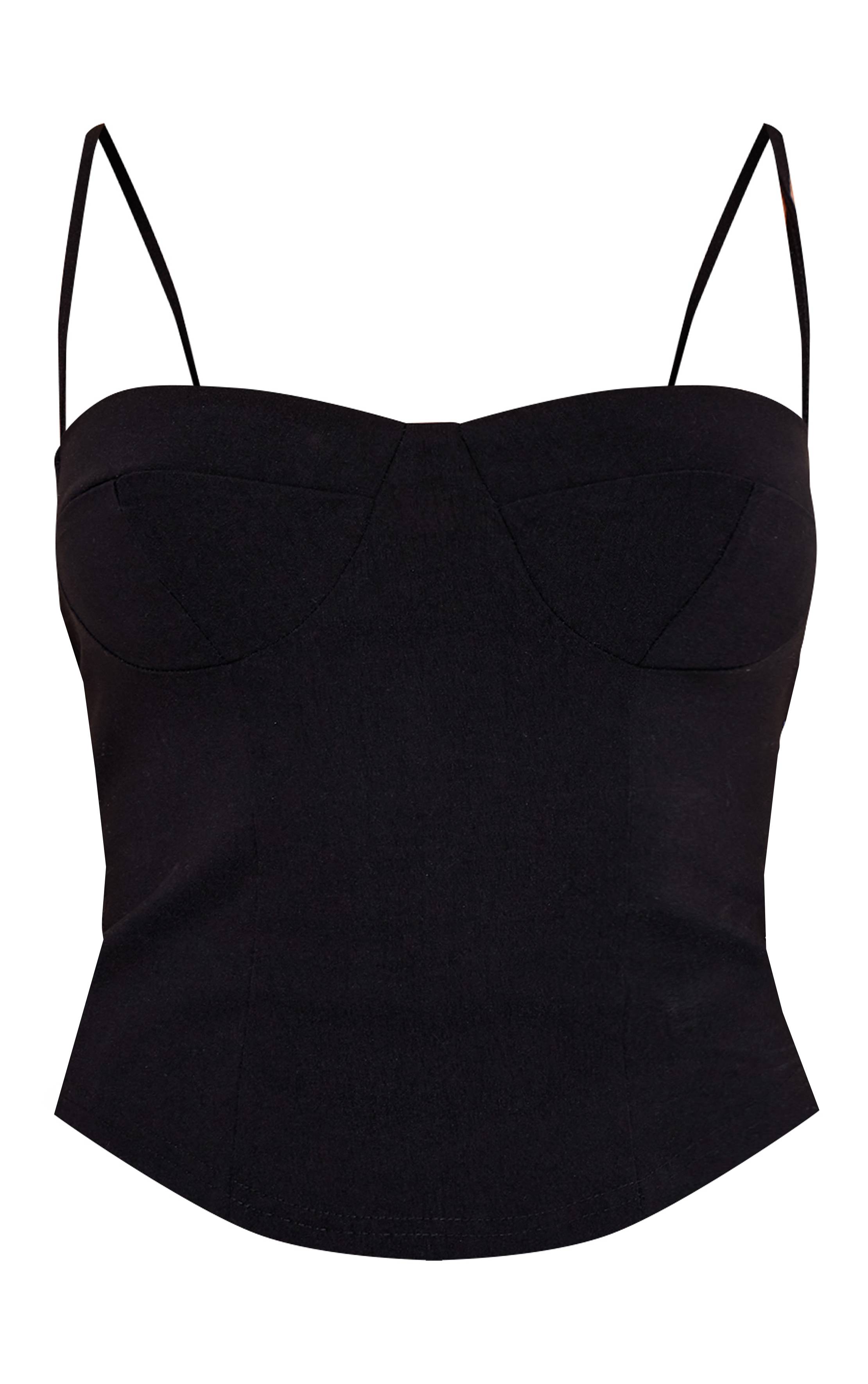Noir Corset En Bengaline À Ourlet Courbé
