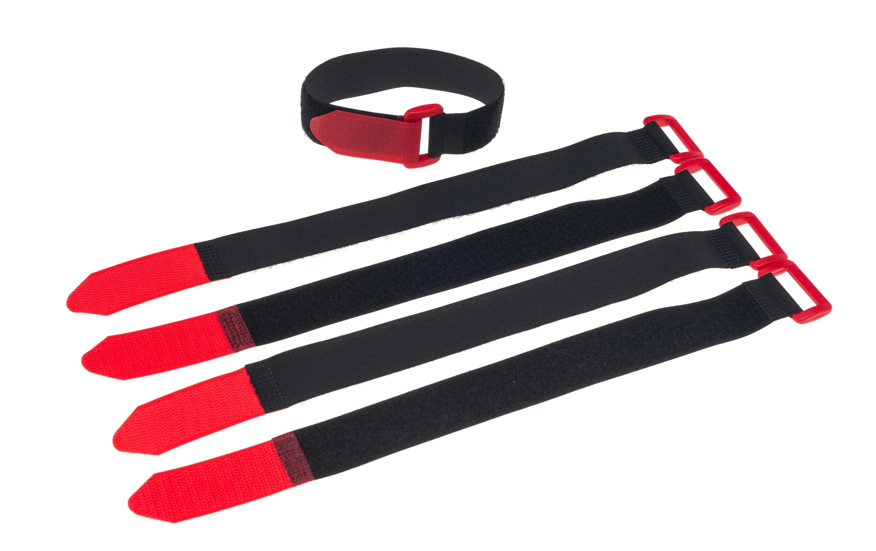 Schlaufenband FAST-VSTRAP 25 x 480 mm, Schwarz/RotKlettverschlussgurt